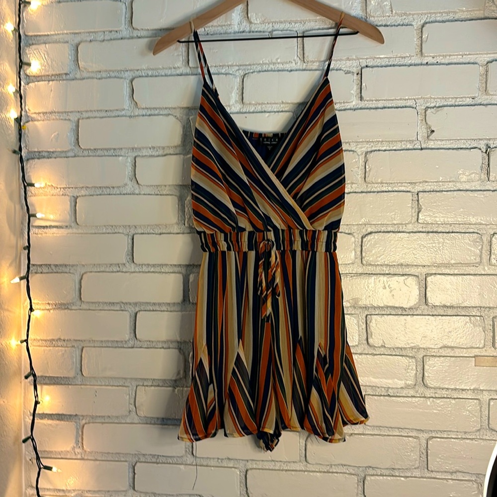 Trixxi colorful striped spaghetti strap womens romper